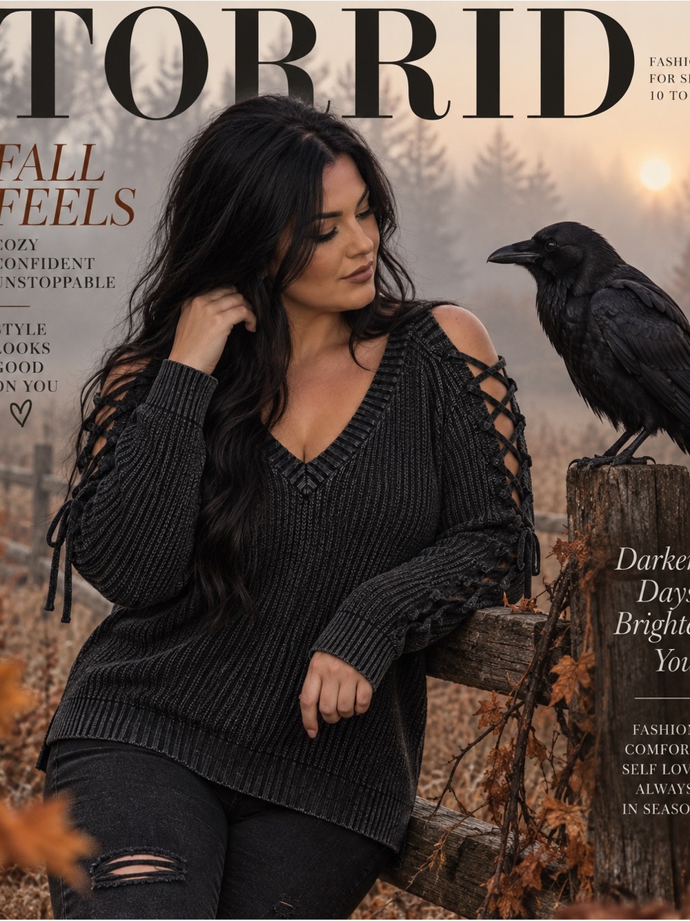Torrid | Black Ribbed | V-Neck Sweater |Lace-Up | Cold Shoulders | 1X